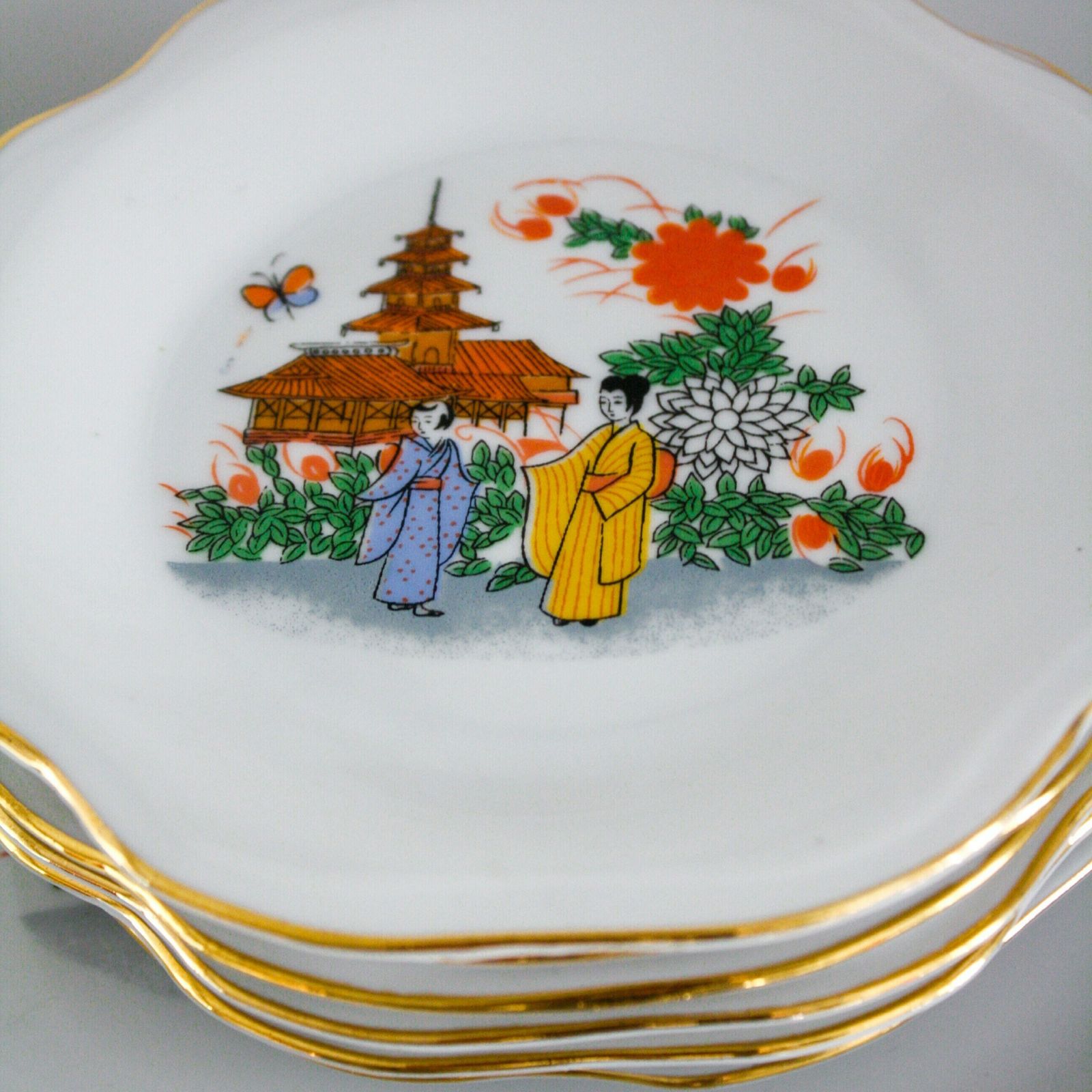 Vintage Set Of Large Serving Plate With 6 Small Dessert Appetiser Plates / Vintage Set Of 6 Dessert Saucers / Cheese Plate Set photo 194.0