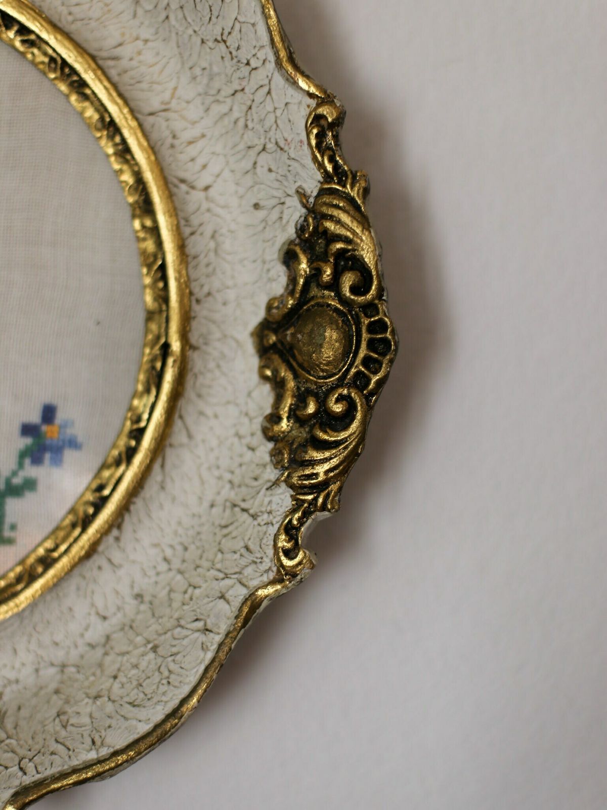 Vintage Framed Handmade Yugoslavia Gobelin Tapestry / Antique Cat Gobelin Tapestry / Round Needlepoint Cross Stitch Embroidery / Kids Room photo 191.0