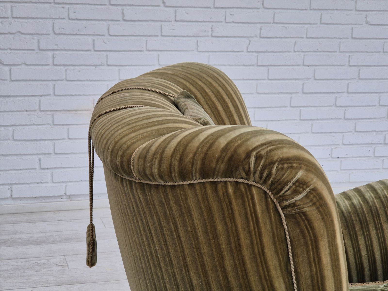 Ca. Jaren 1960, Deense Relax Fauteuil, Groene Meubelvelours, Goede Staat. photo vinterior