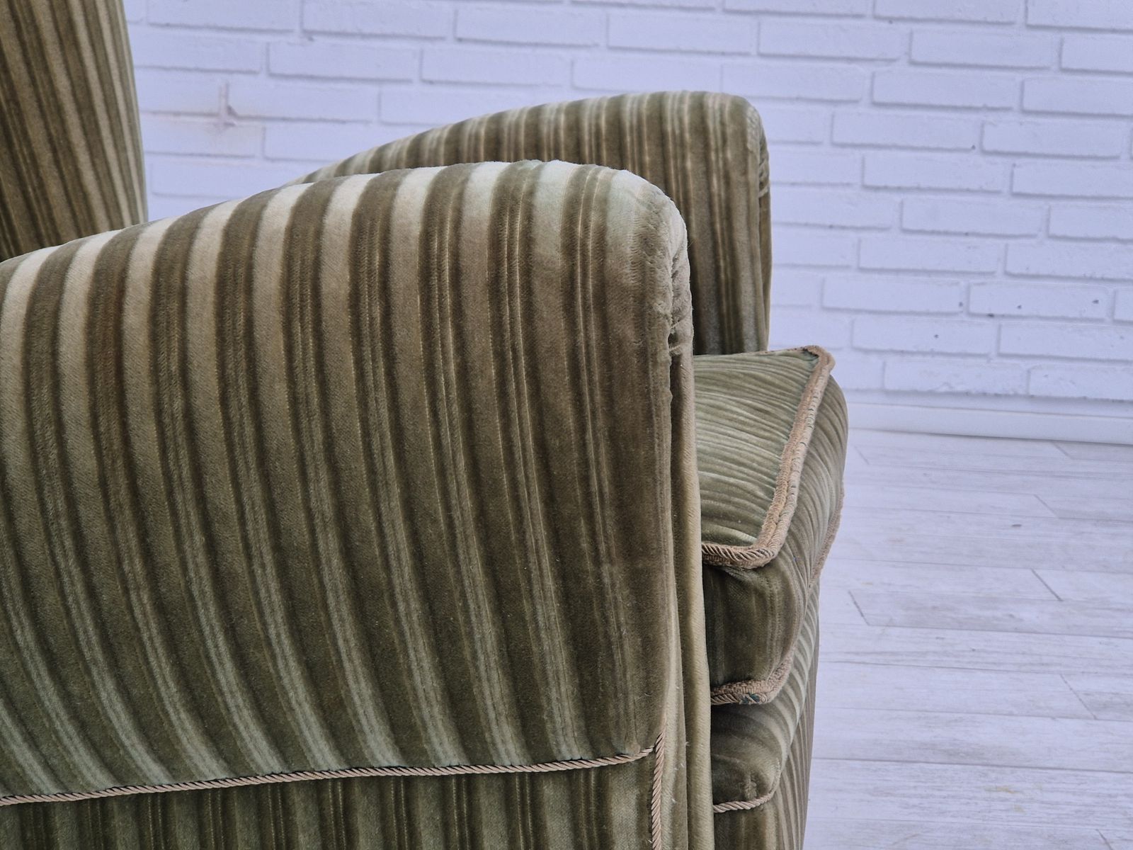 1960s, Danish Relax Armchair, Original Condition, Green Furniture Velour. photo buy