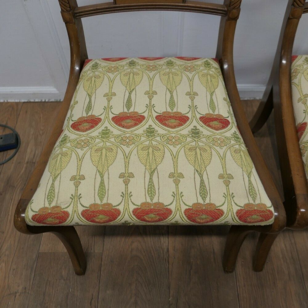 Set Of 4 Art Nouveau Walnut Dining Chairs photo Furniture