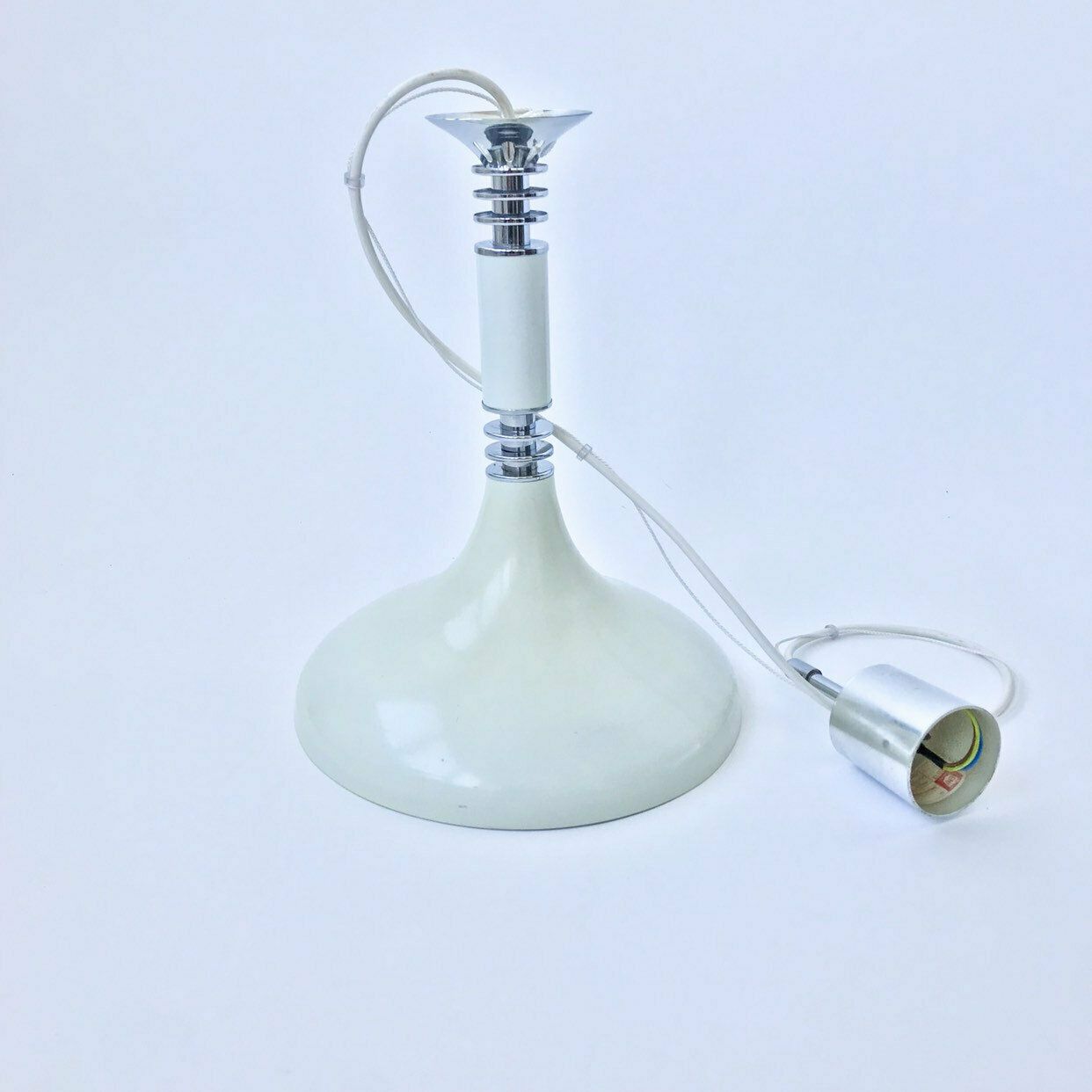 Vintage Space Age Pendant Lamp / Atomic Ceiling Light / White Space Age Ceiling Lamp / Vintage Trumpet Ceiling Light / 70's Yugoslavia photo buy