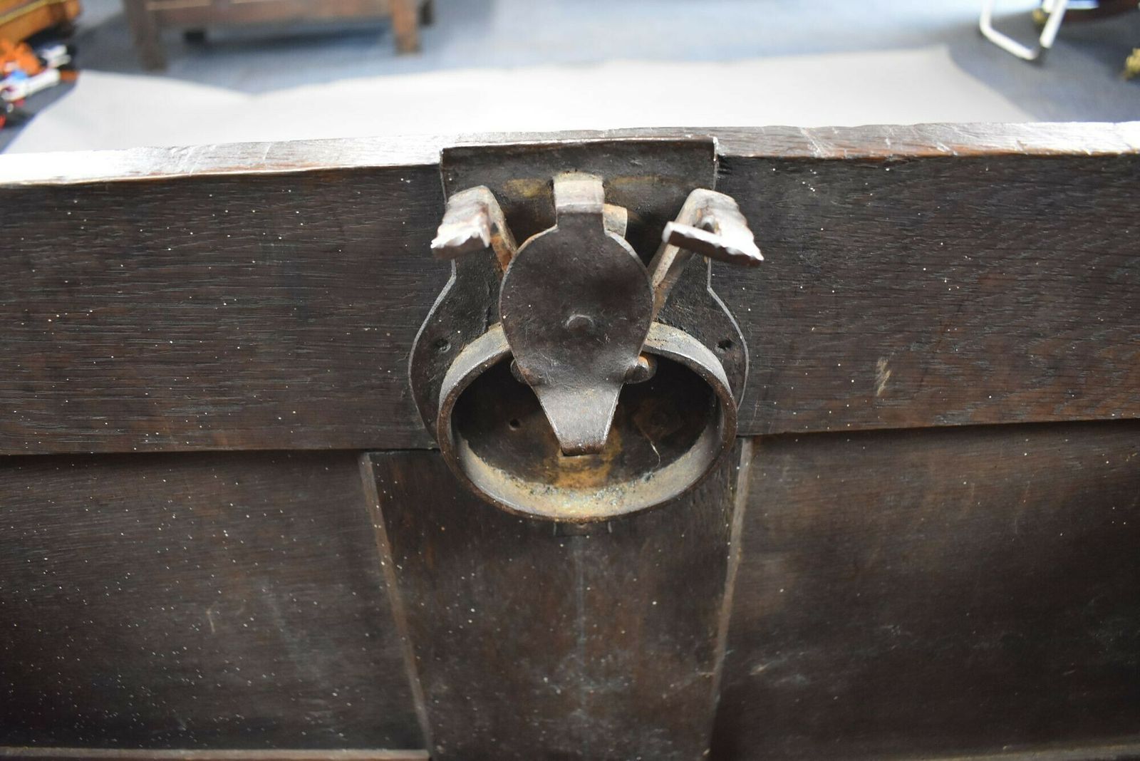 1495.0 17th Century Oak Marriage Chest photo