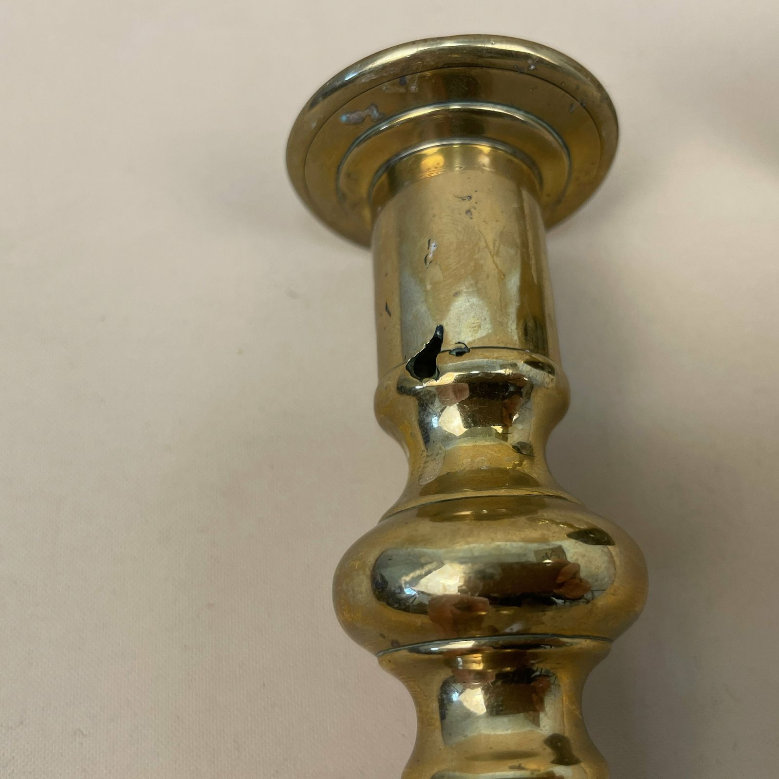 Antique Matching Pair Of Gold Solid Brass Metal Candlestick Candle Stick Vintage Column Taper Dinner Candlesticks Square Base Set Table Top photo vintage