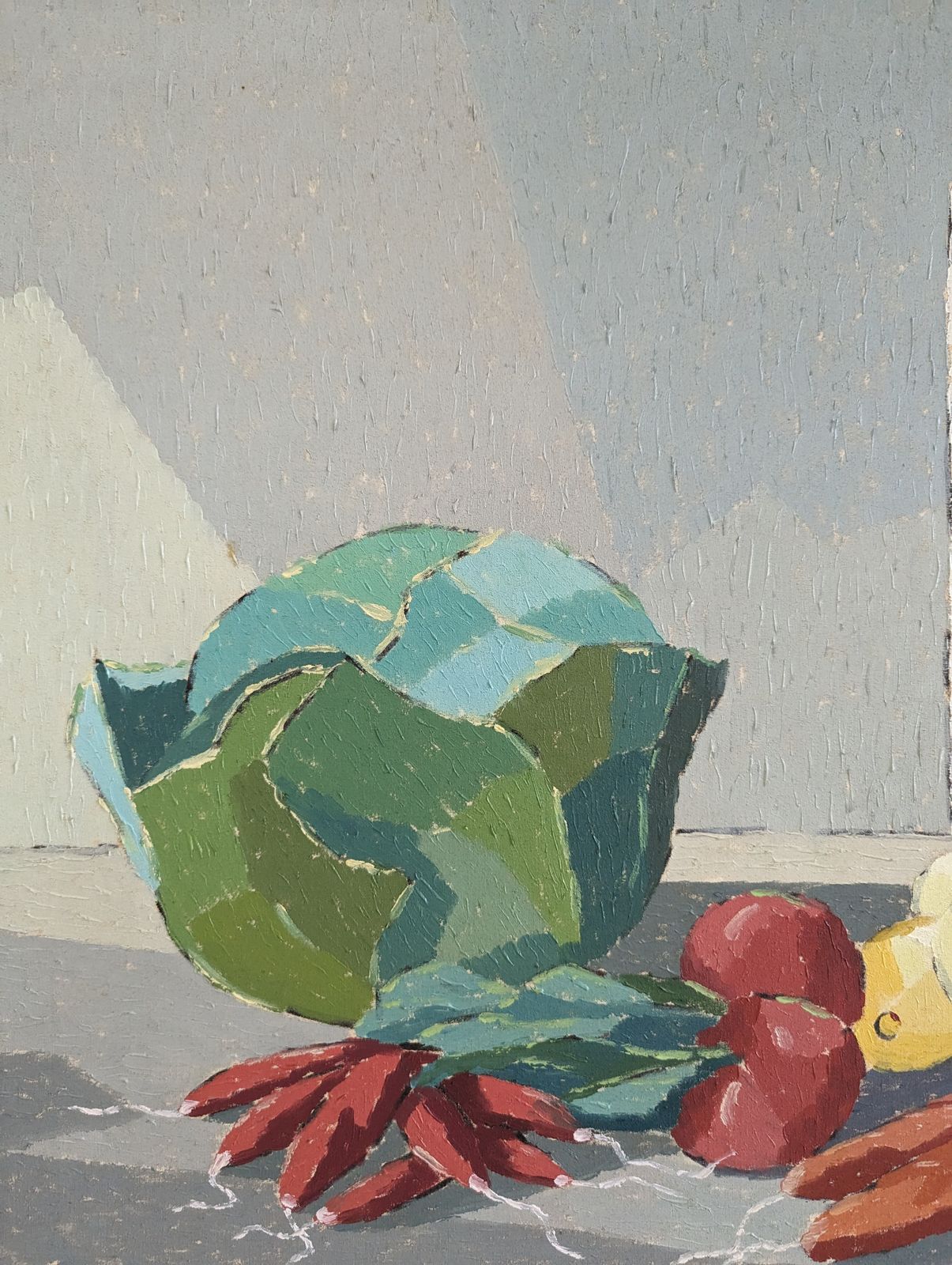 Oil Painting Still Life With Vegetables, 1960s photo vintage