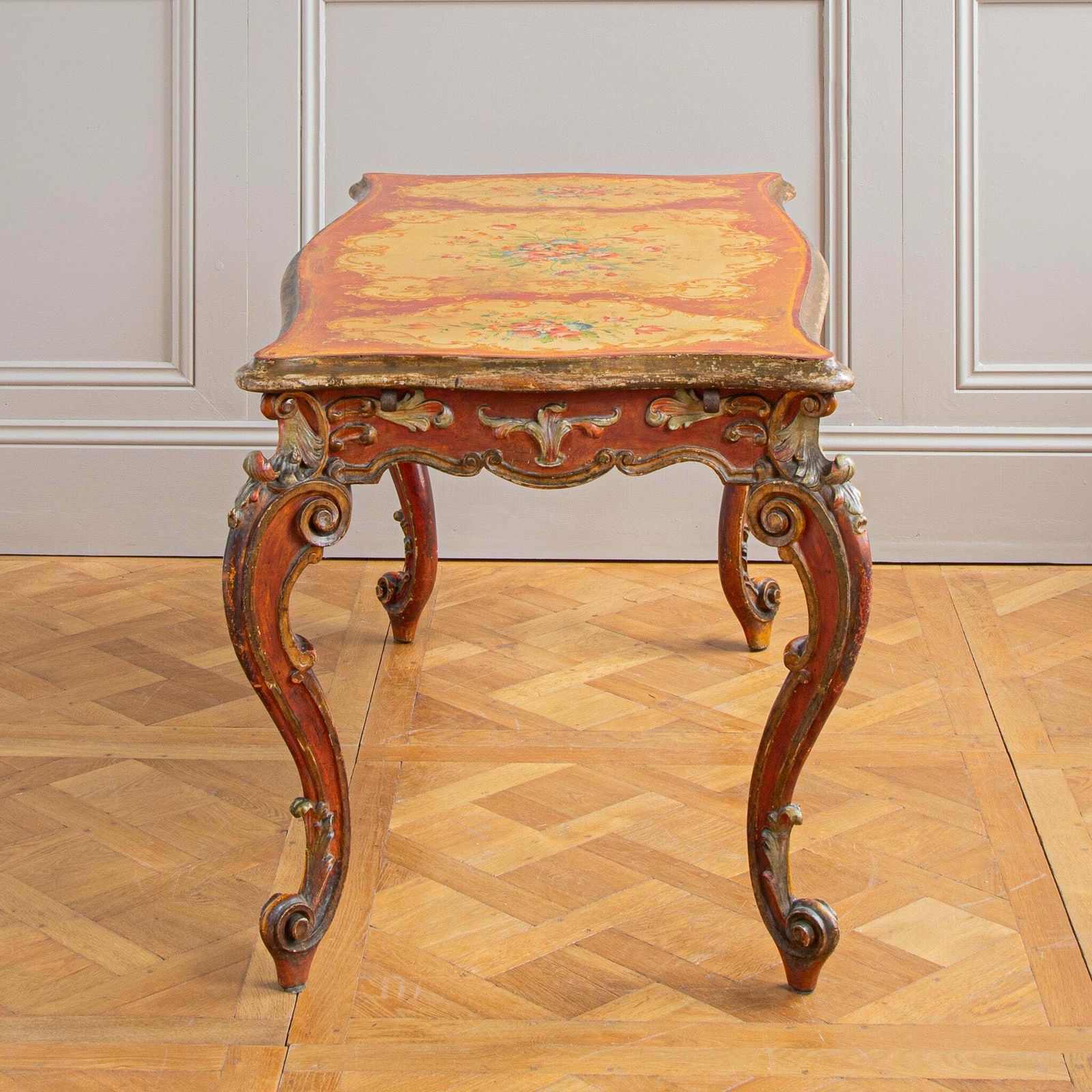 Late 19th Century Italian Rococo Table Painted In The Venetian Style photo Furniture