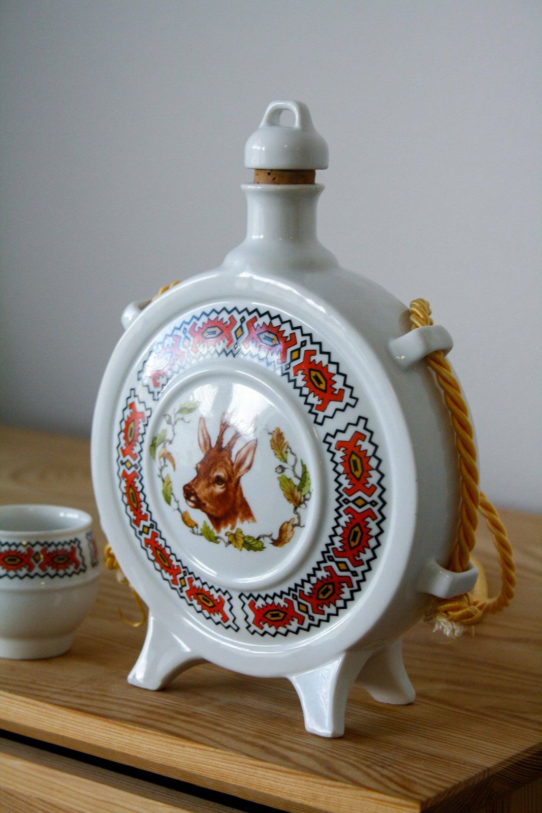 Vintage Fp Zajecar Yugoslavia Ceramic Decanter Set / Vintage Pottery Liquor Decanter Flask Set / 6 Shot Glasses / 70s / Made In Yugoslavia photo Home Decor