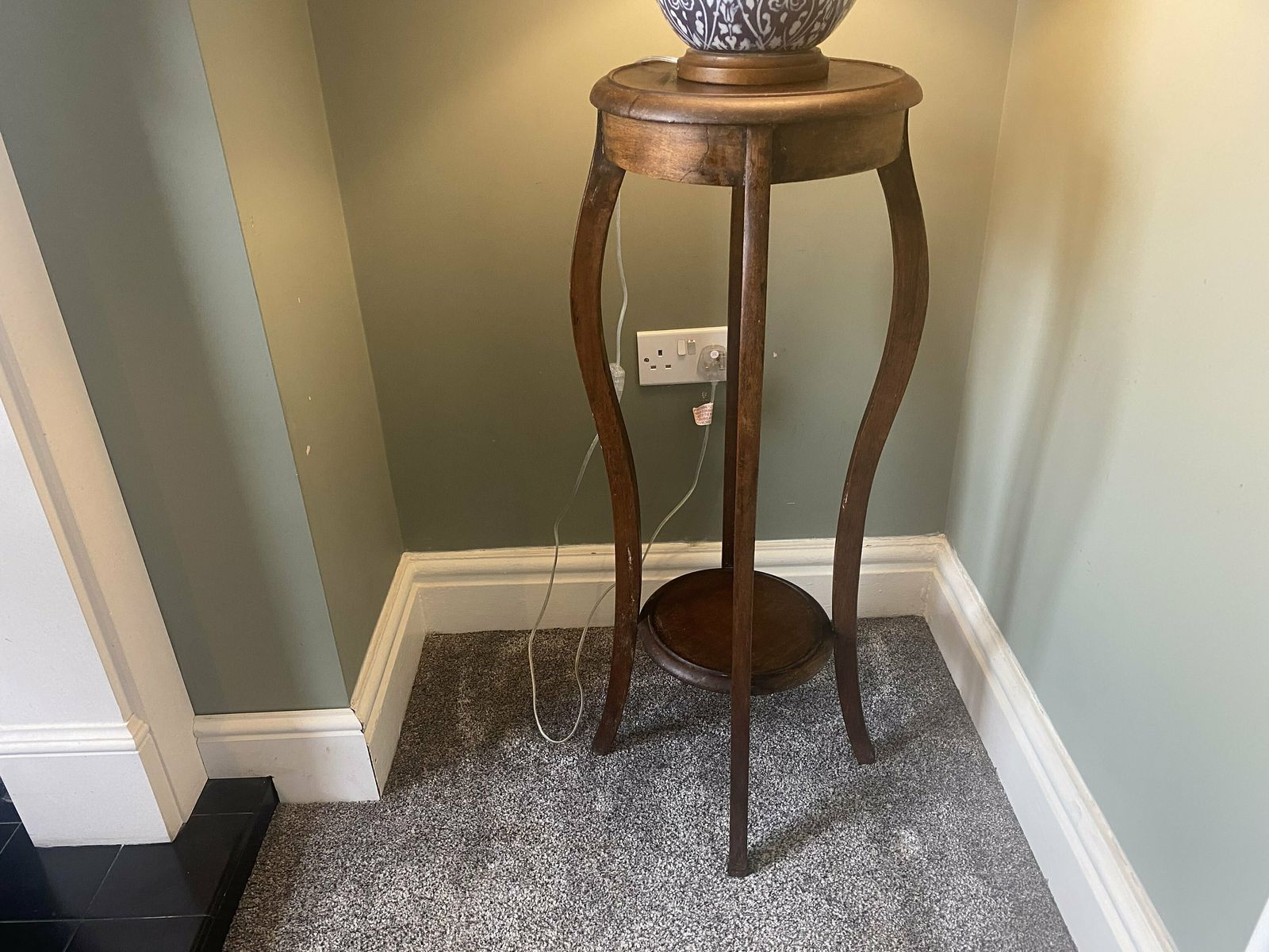 photo for sale Antique Edwardian Two Tier Oak Plant Stand