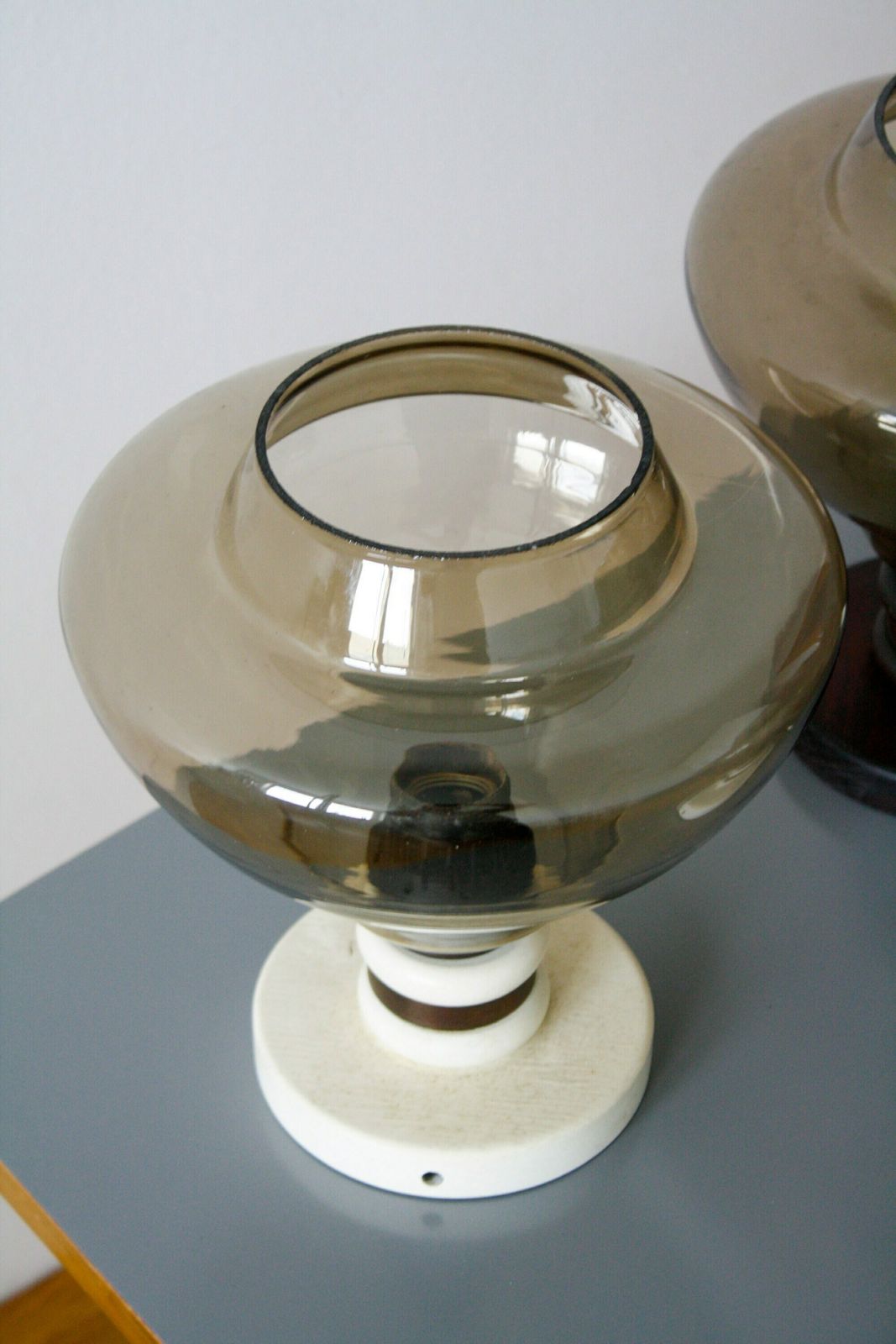 1of5 Xl Space Age Smoked Glass Wall Lamp / Space Age Vintage Sconces / Mid Century Flush Mount Ceiling Light / Yugoslavia / 70s Lighting photo Lighting