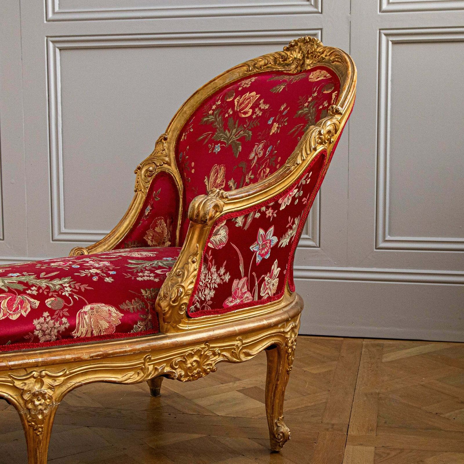 Italian Giltwood Lxv Style Chaise Longue, Circa Late 1800's photo 4860.0