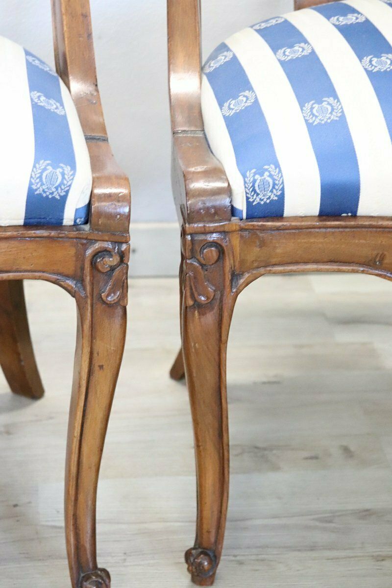 Furniture Dining Chairs In Carved Walnut, Early 19th Century, Set Of 4 photo