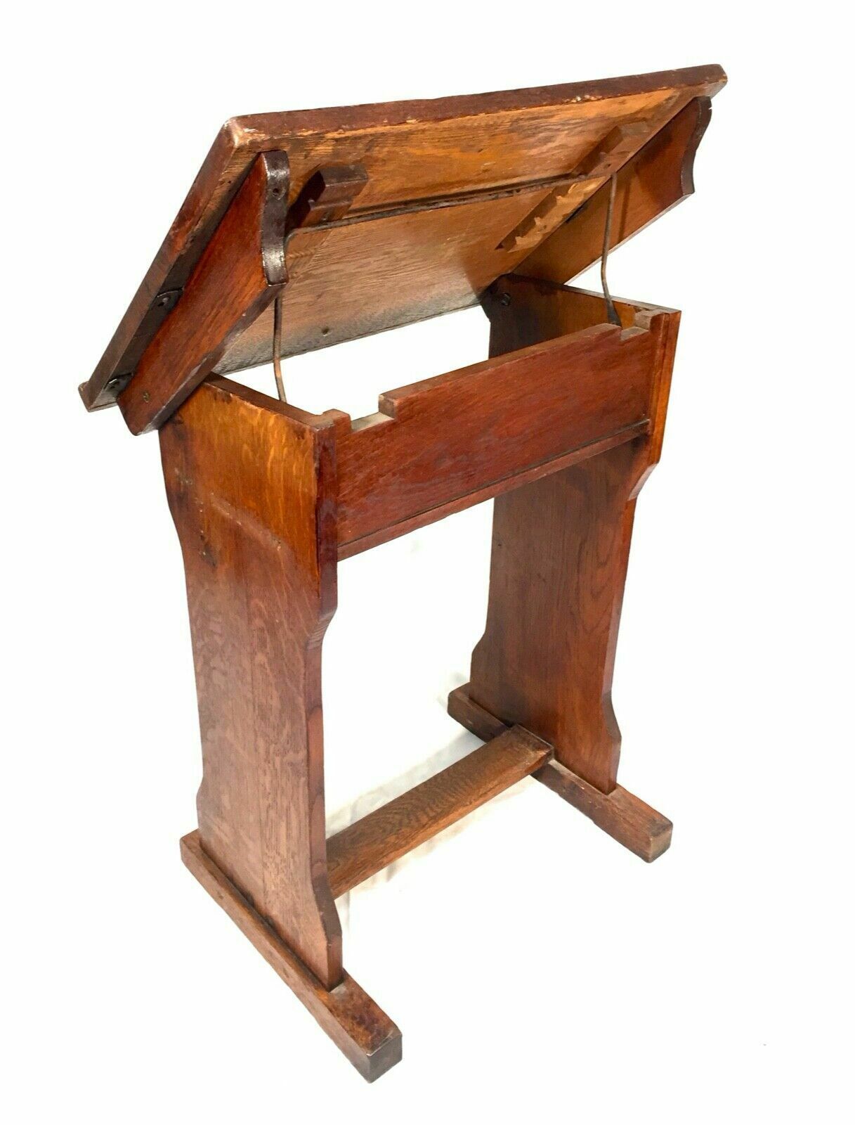 Antique Solid Oak Wooden Adjustable Lectern / Book Stand / Restaurant C.1920 photo vinterior