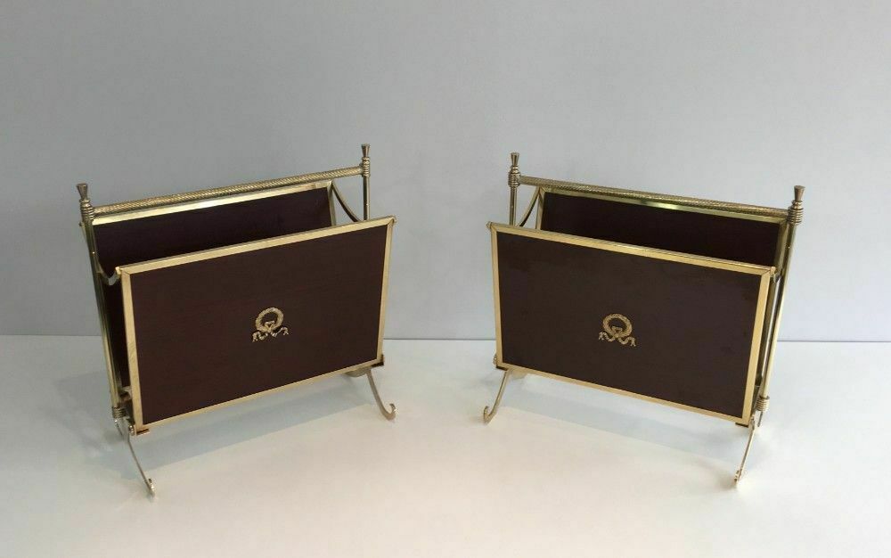 Pair Of Mahogany And Brass Magazine Racks. Jansen House
