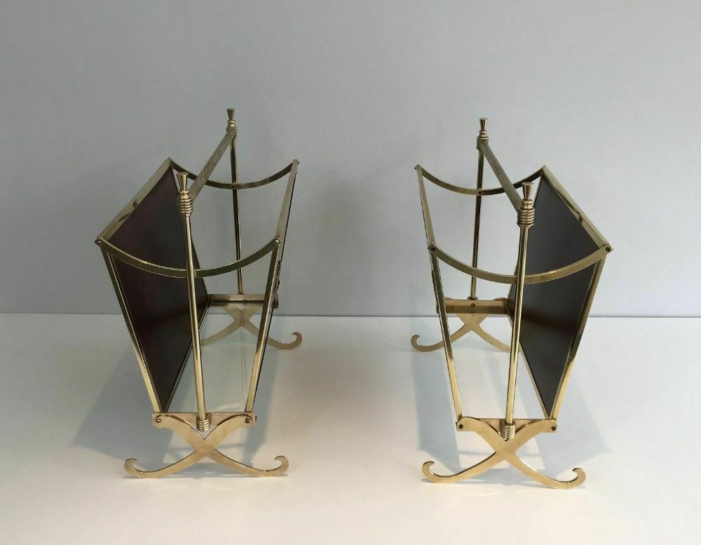 Pair Of Mahogany And Brass Magazine Racks. Jansen House photo Home Decor