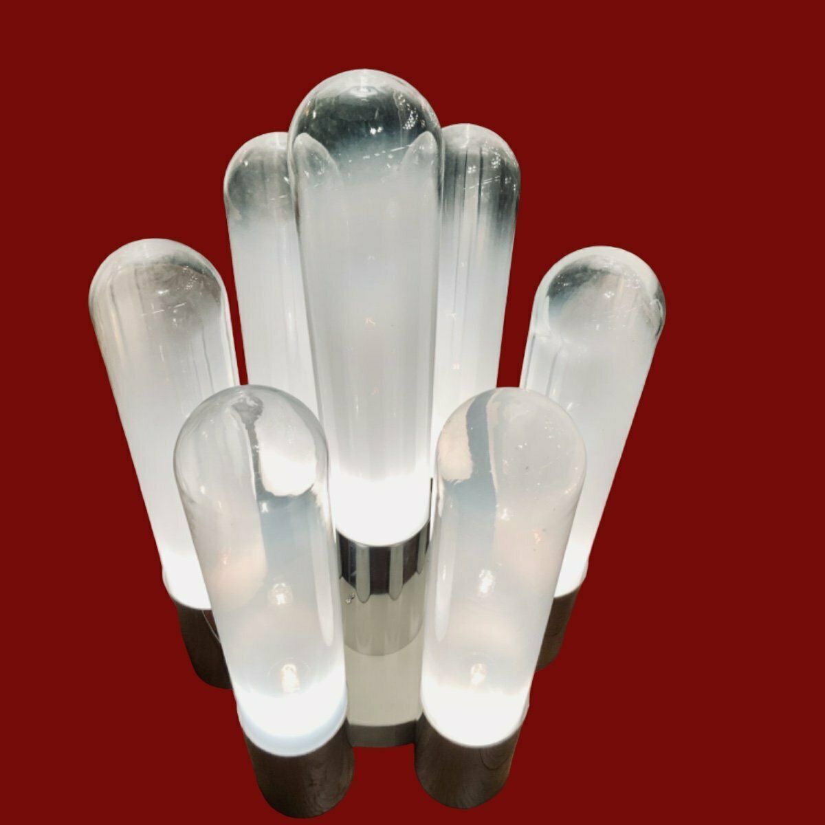 1970s Italian Table Lamp In Chrome And Opalescent Glass By Carlos Nazon photo buy