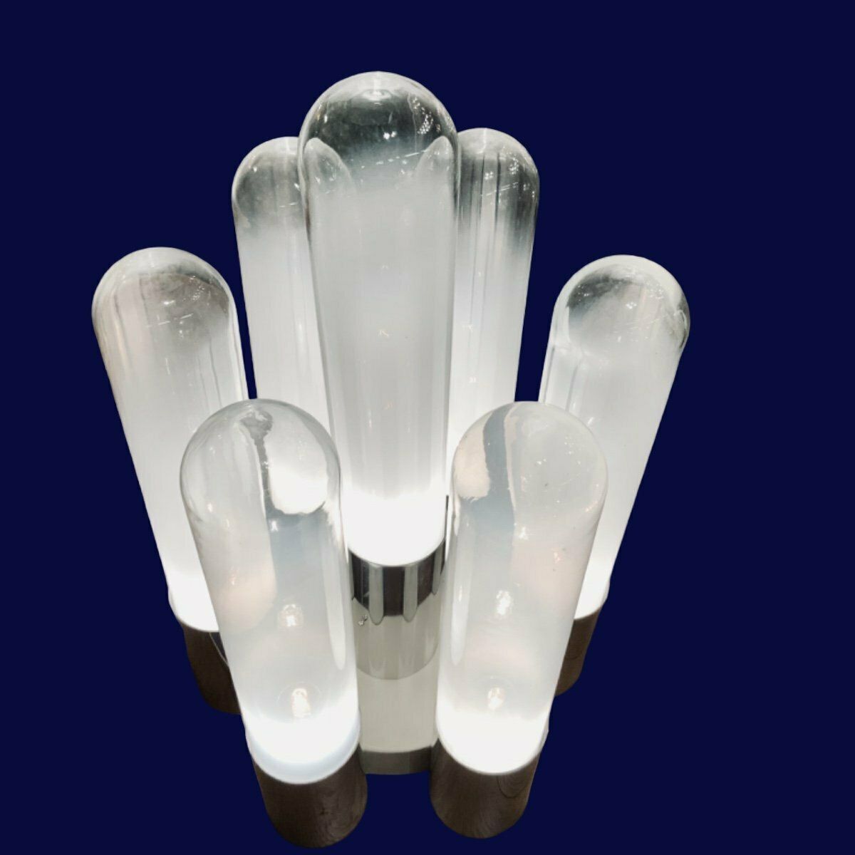 photo furniture 1970s Italian Table Lamp In Chrome And Opalescent Glass By Carlos Nazon