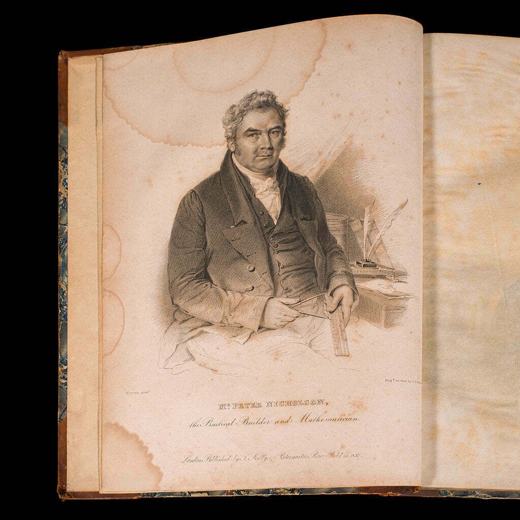 Antique Carpentry Book, Architecture Reference, Peter Nicholson, Victorian, 1846 photo for sale