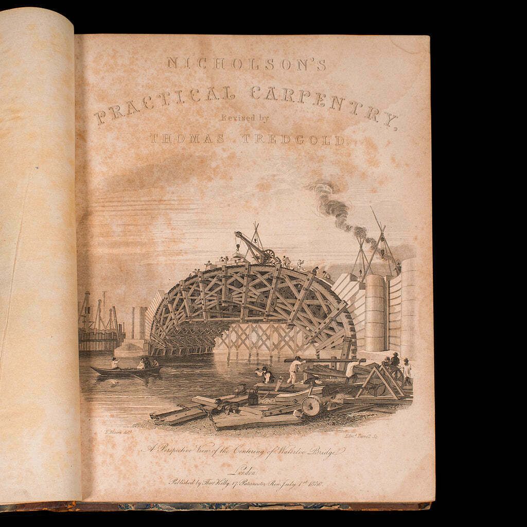 Antique Carpentry Book, Architecture Reference, Peter Nicholson, Victorian, 1846 photo Home Decor