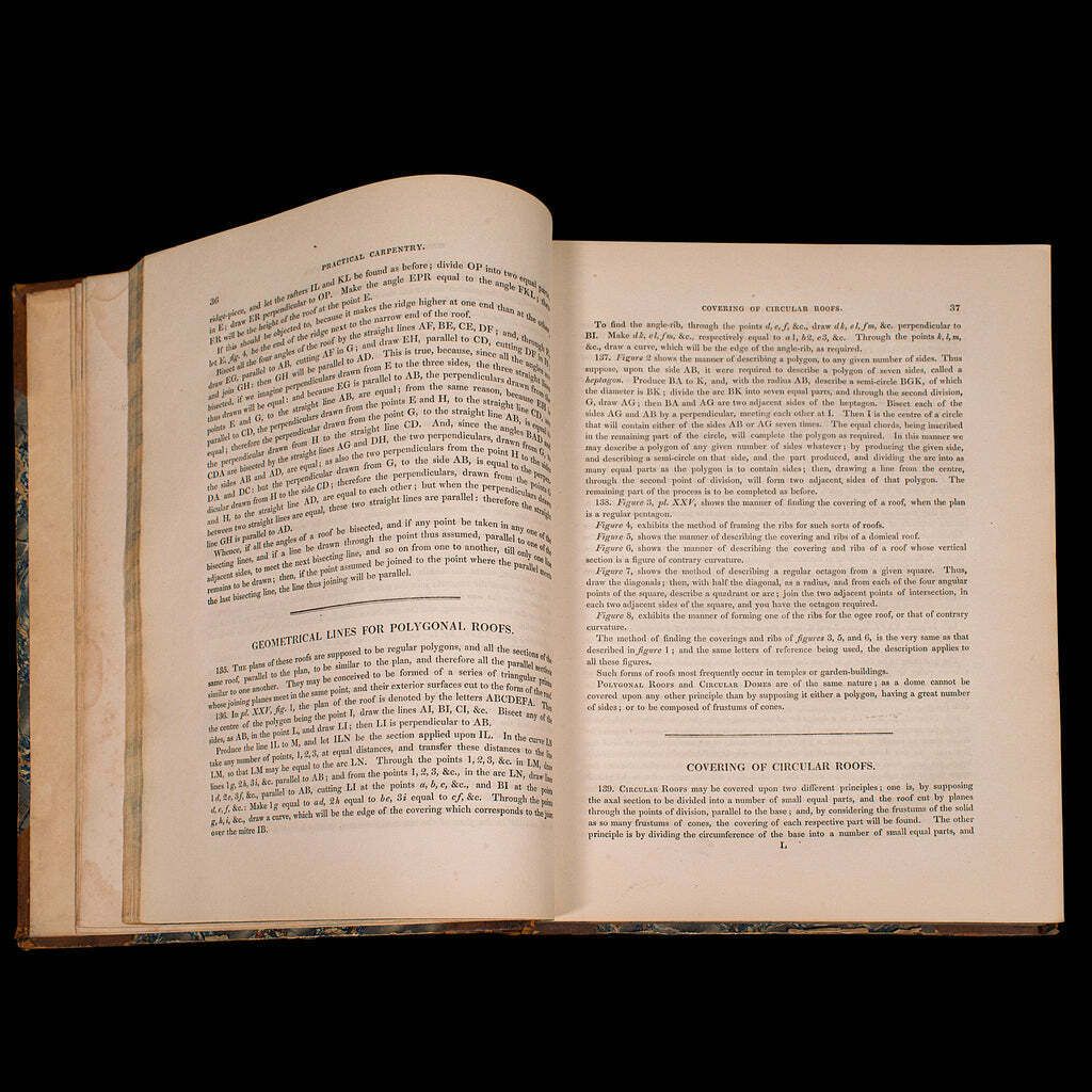 Antique Carpentry Book, Architecture Reference, Peter Nicholson, Victorian, 1846 photo buy
