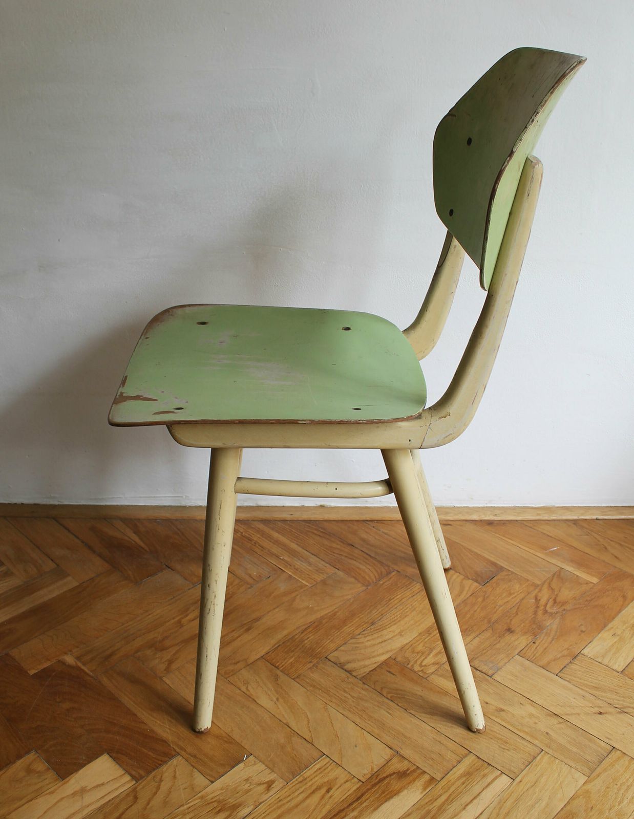 Pair Of Green And Blue 1960's Mid Century Modern Dining Chairs By Ton photo vinterior