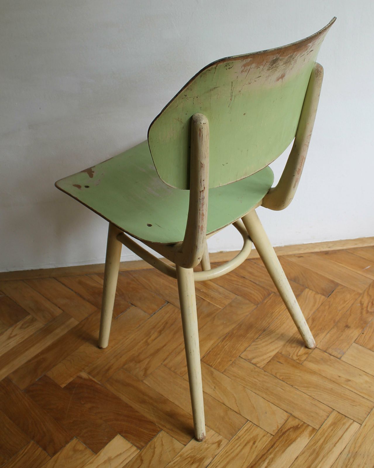 Pair Of Green And Blue 1960's Mid Century Modern Dining Chairs By Ton photo vintage
