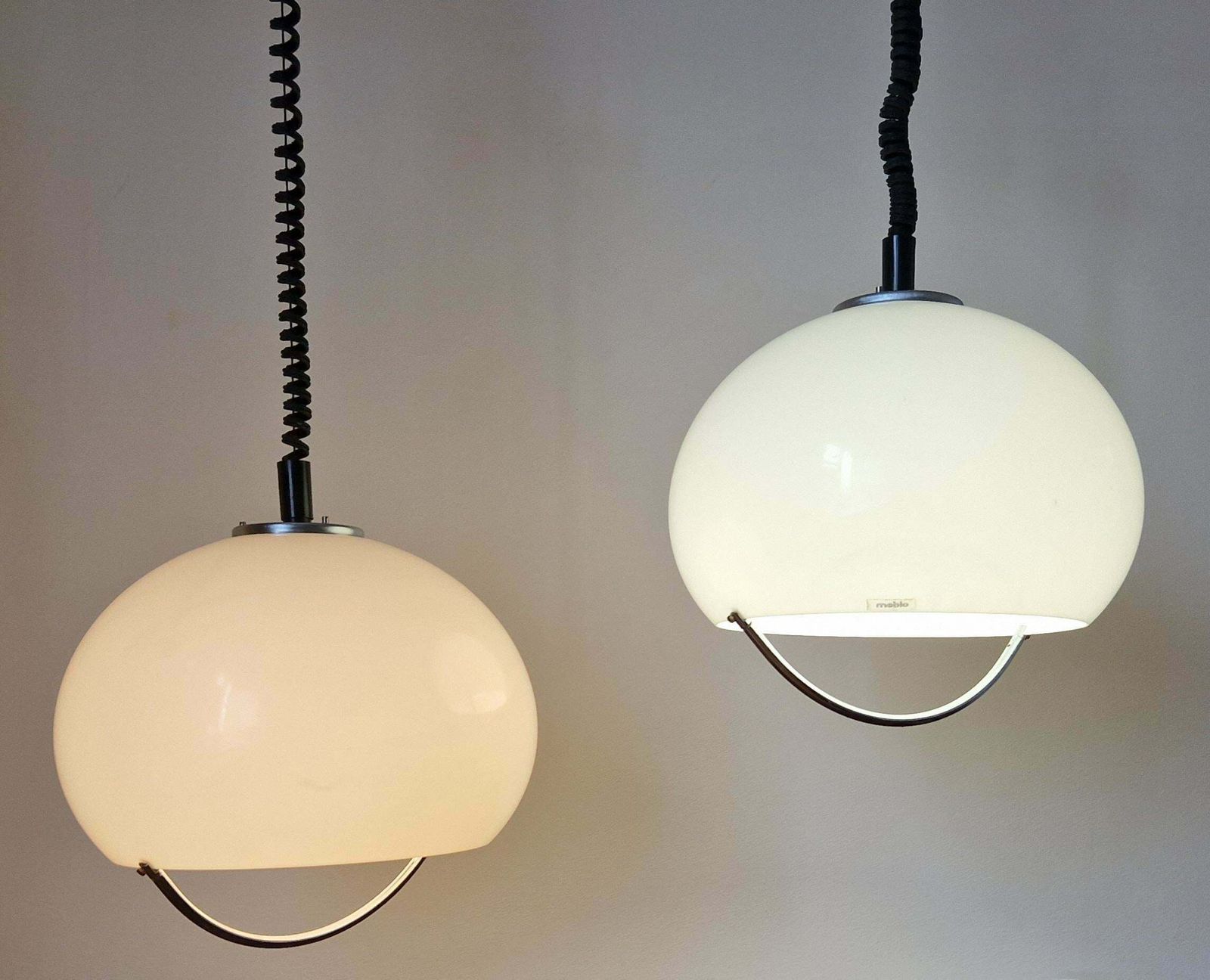 Set Of Two Midcentury Pendants Meblo, Harvey Guzzini, Space Age, Italy, 1970s photo for sale