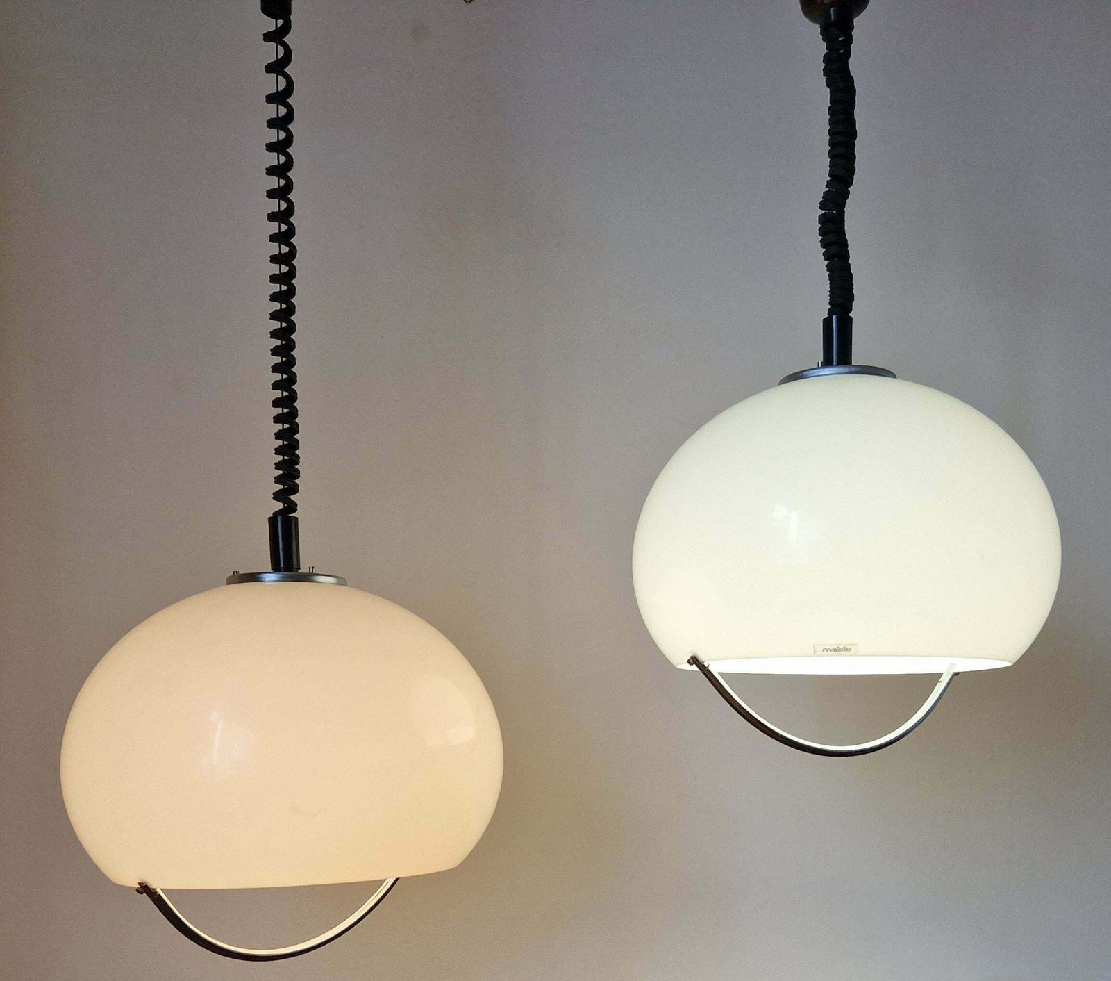 Set Of Two Midcentury Pendants Meblo, Harvey Guzzini, Space Age, Italy, 1970s photo Lighting