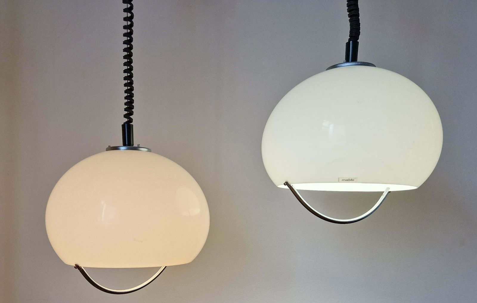 Set Of Two Midcentury Pendants Meblo, Harvey Guzzini, Space Age, Italy, 1970s photo 803.0