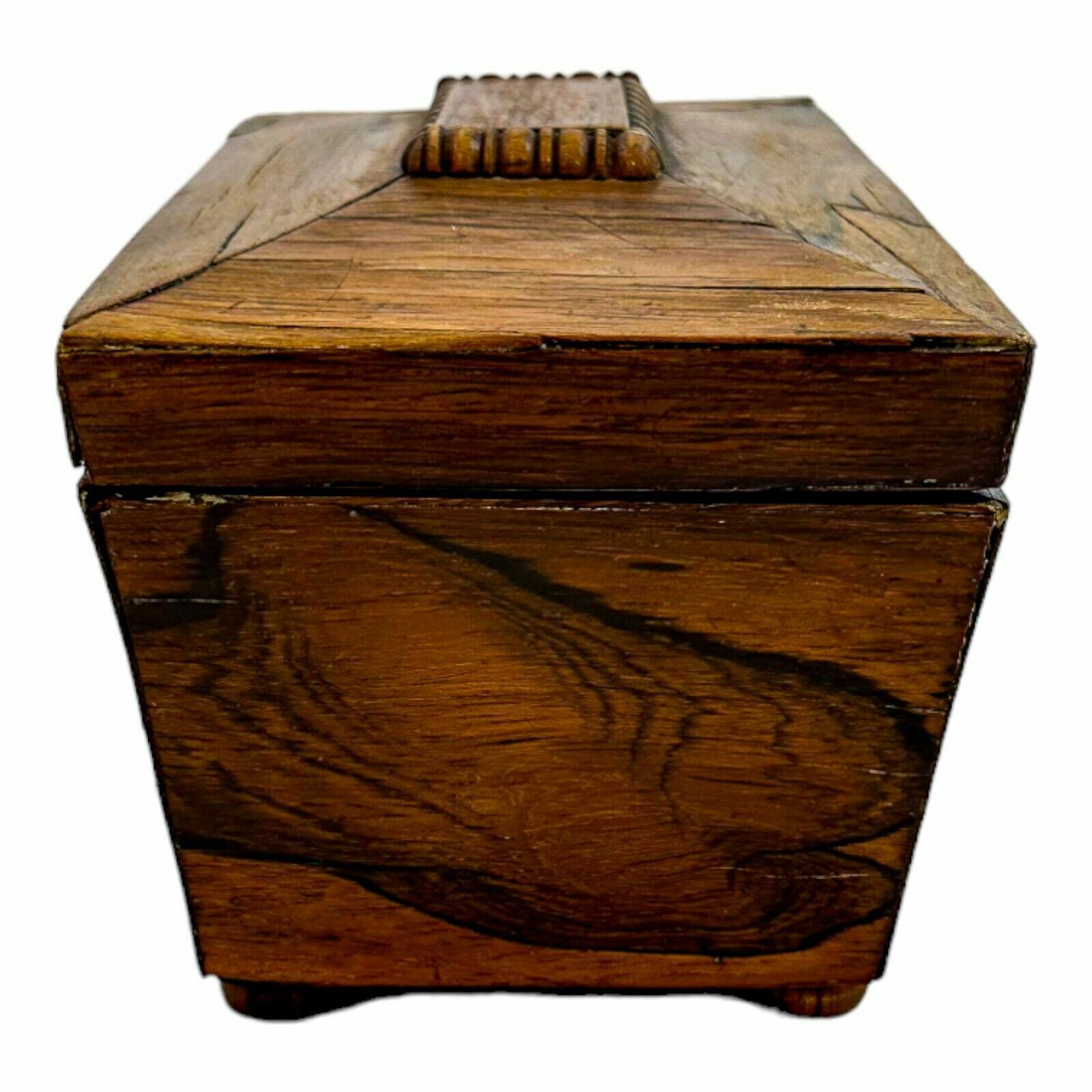 Antique Victorian Mahogany Sarcophagus 2 Section Small Tea Caddy / Jewellery Box photo Home Decor
