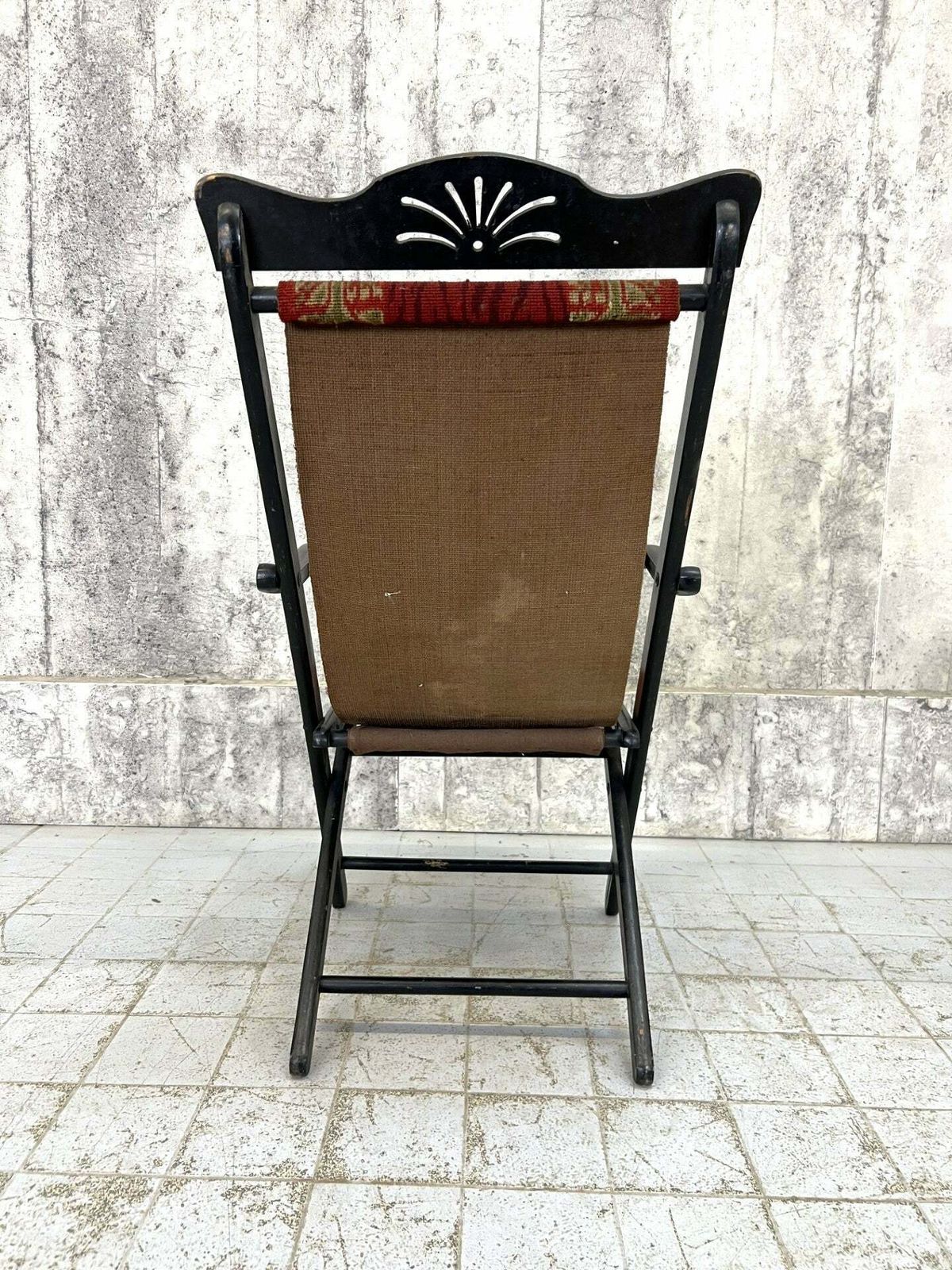 photo for sale Napoleon III Ebonsied Tapestry Deck Chair