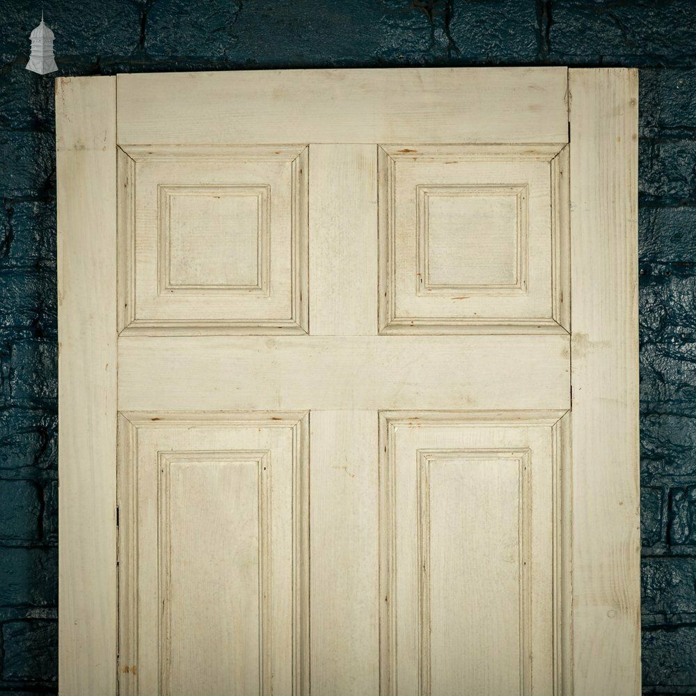 photo furniture Pine Paneled Door, 6 Moulded Panel White Painted 20th C