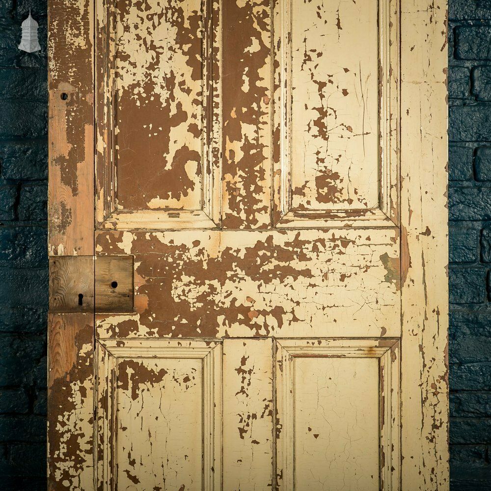 Home Fixtures Pine Paneled Door, 4 Moulded Panel Distressed Paint photo