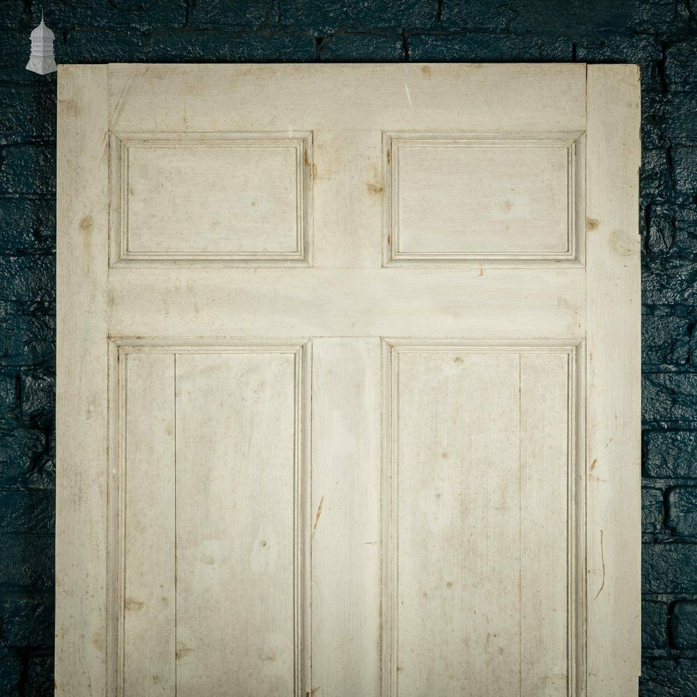 Pine Paneled Door, 6 Moulded Panel White Painted 20th C photo for sale