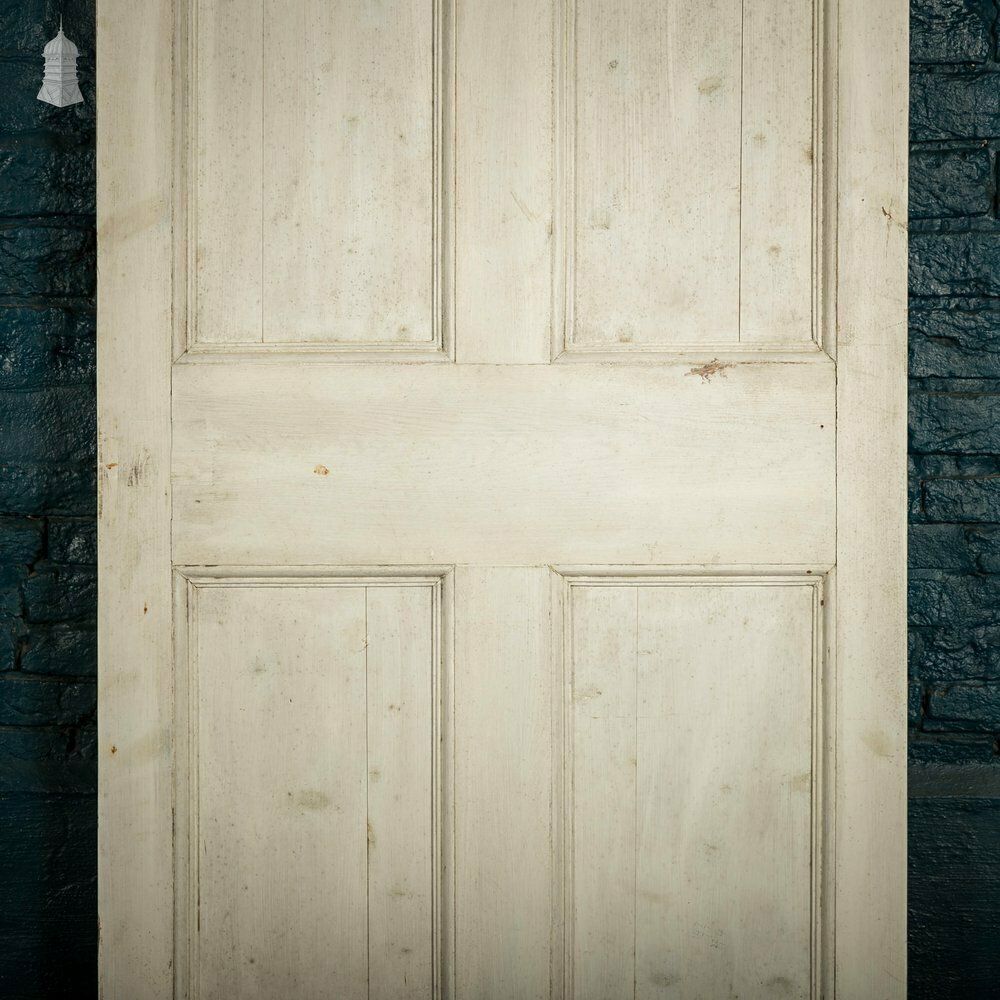 240.0 Pine Paneled Door, 6 Moulded Panel White Painted 20th C photo