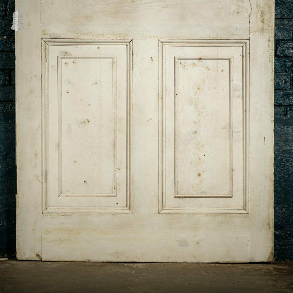 Pine Paneled Door, 6 Moulded Panel White Painted 20th C Missing Moulding photo Home Fixtures