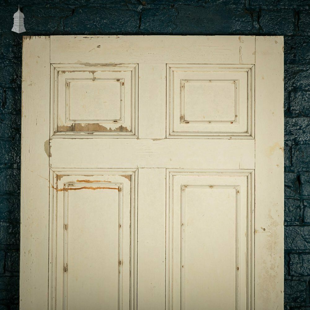 Home Fixtures Pine Paneled Door, 6 Moulded Panel White Painted Missing Moulding photo