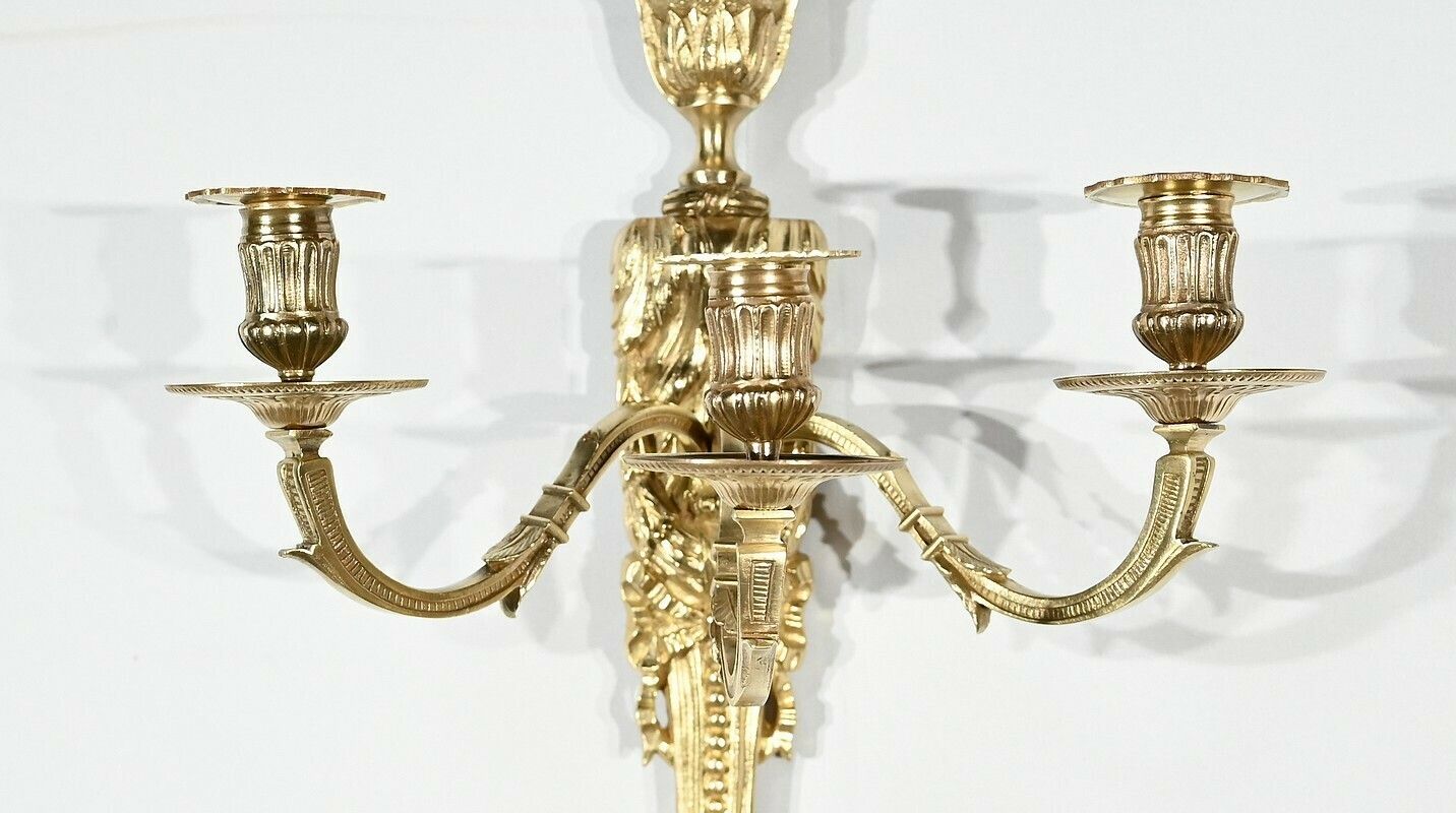 Pair Of Gilt Bronze Sconces, Louis XVI Style – Mid 19th Century photo 1854.0