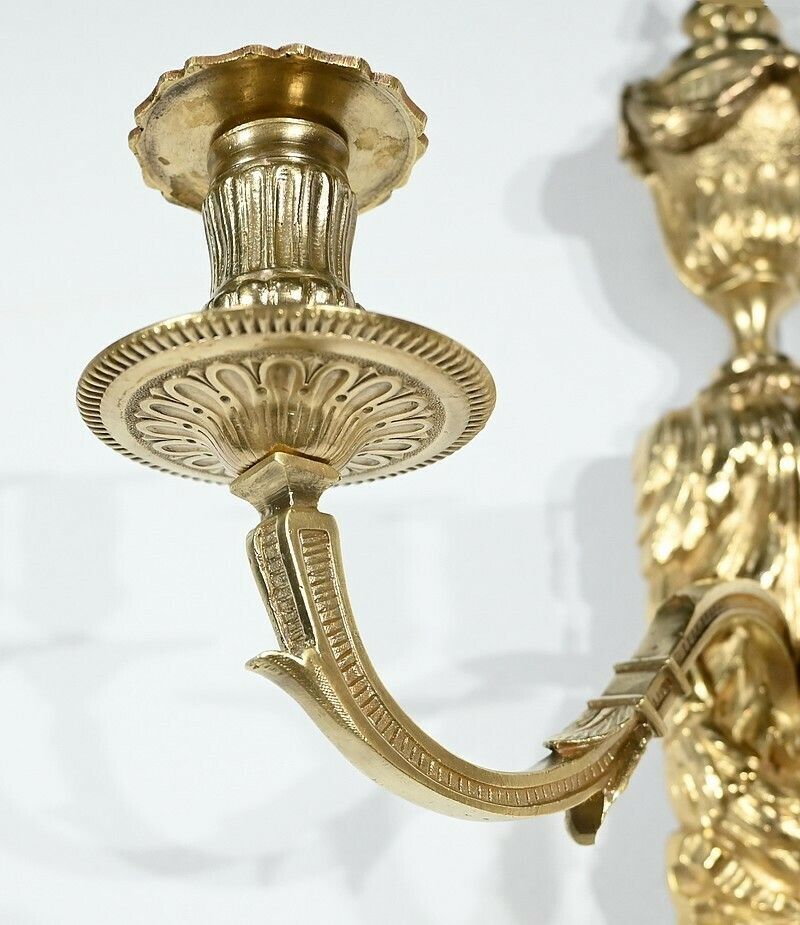 Pair Of Gilt Bronze Sconces, Louis XVI Style – Mid 19th Century photo buy