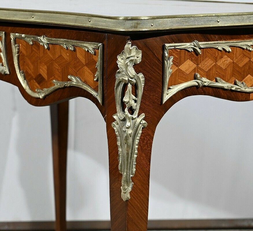 photo furniture Rosewood And Marquetry Desk Table, Louis XV Style – Early 20th Century