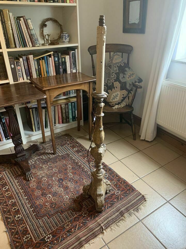 A Large Antique Carved And Gilded Torchere. 18th Century. For Restoration. photo furniture