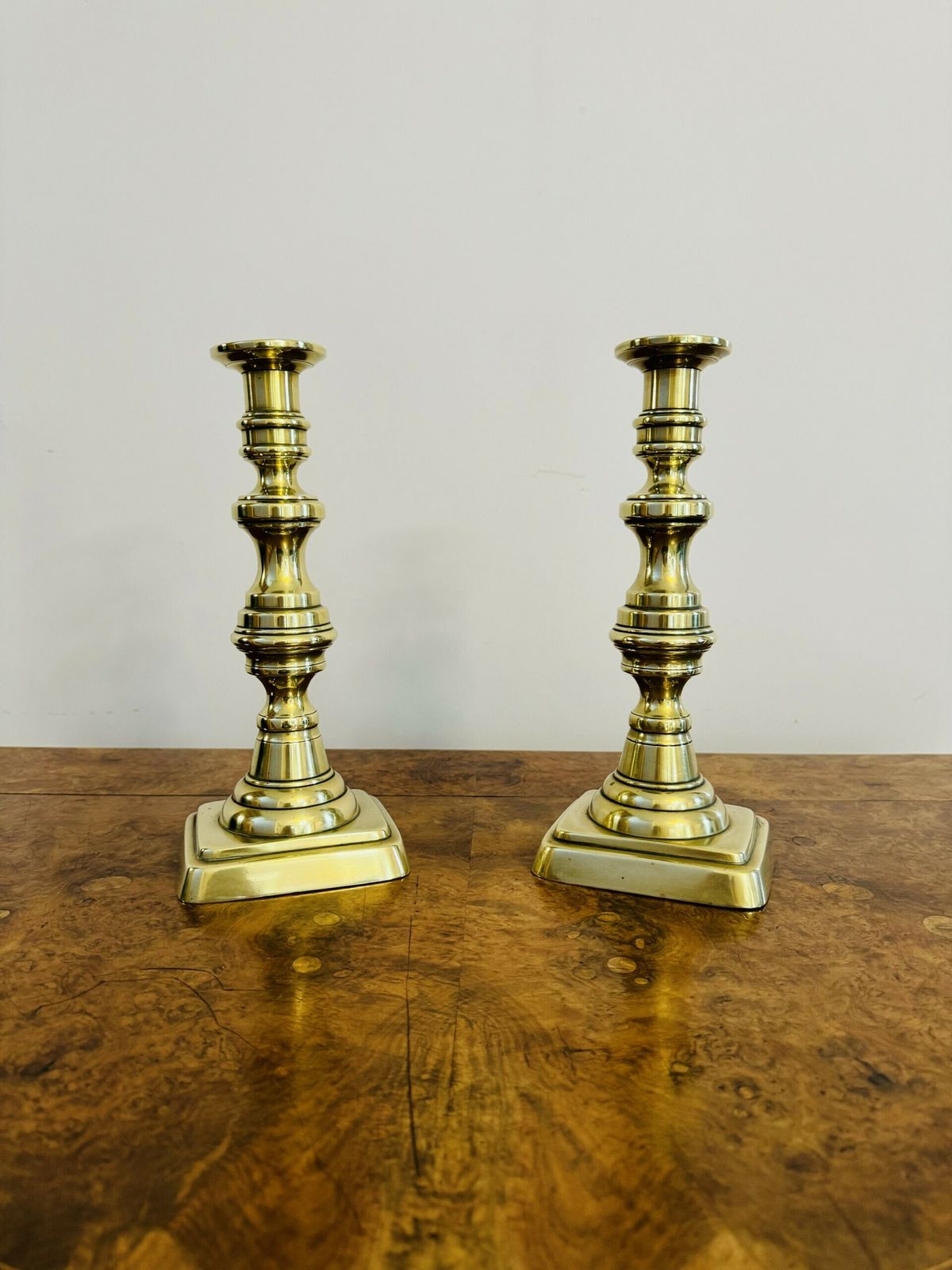 Large Pair Of Quality Antique Brass Candlesticks photo 340.0
