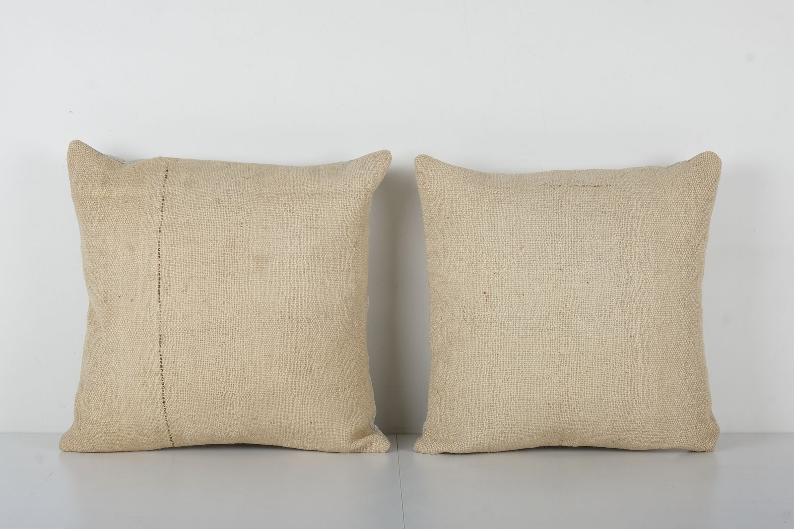 Hemp Turkish Kilim Pillow, Set Of Two Natural Turkish Hemp Sisal Kilim , Pair Farmhouse
