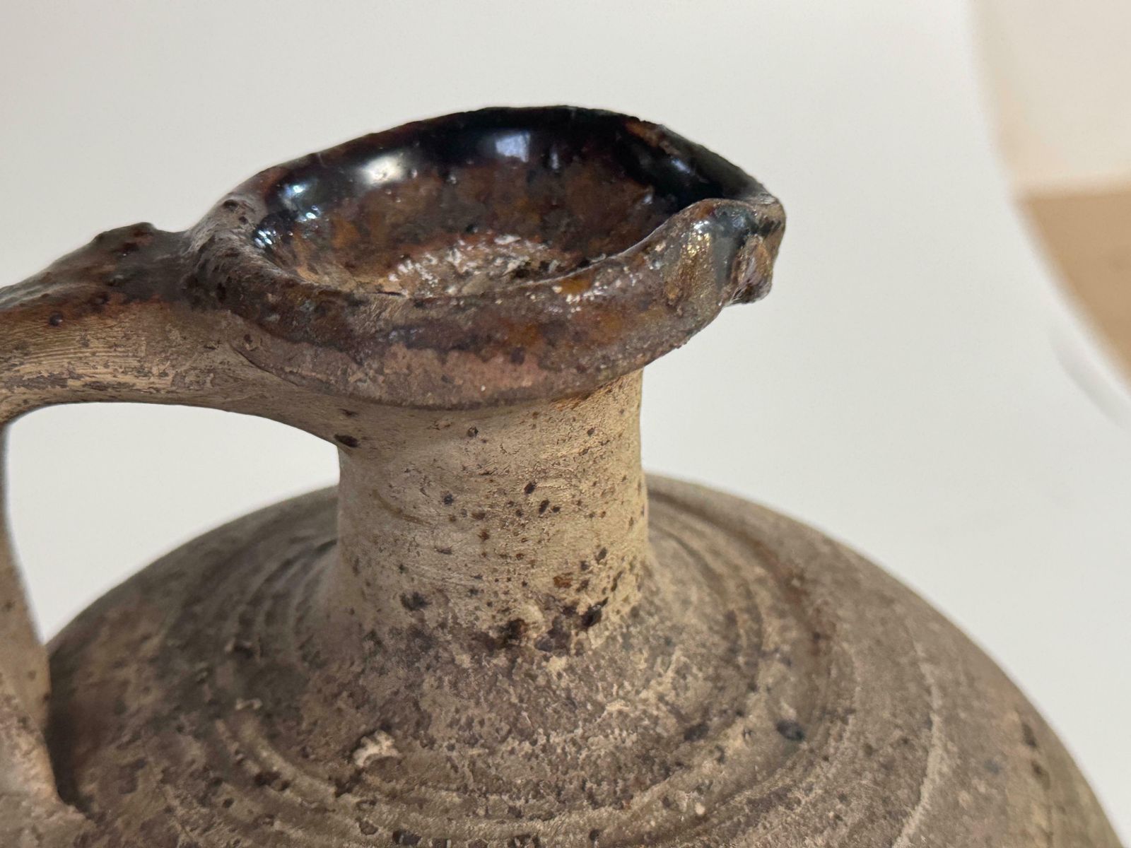 Home Decor Japanese Style Stoneware Pottery Jug Pitcher With Amazing Glaze 19th France photo