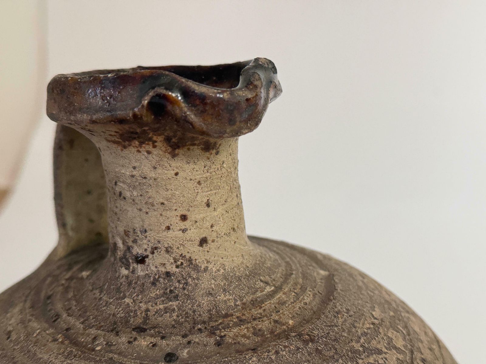 photo vintage Japanese Style Stoneware Pottery Jug Pitcher With Amazing Glaze 19th France