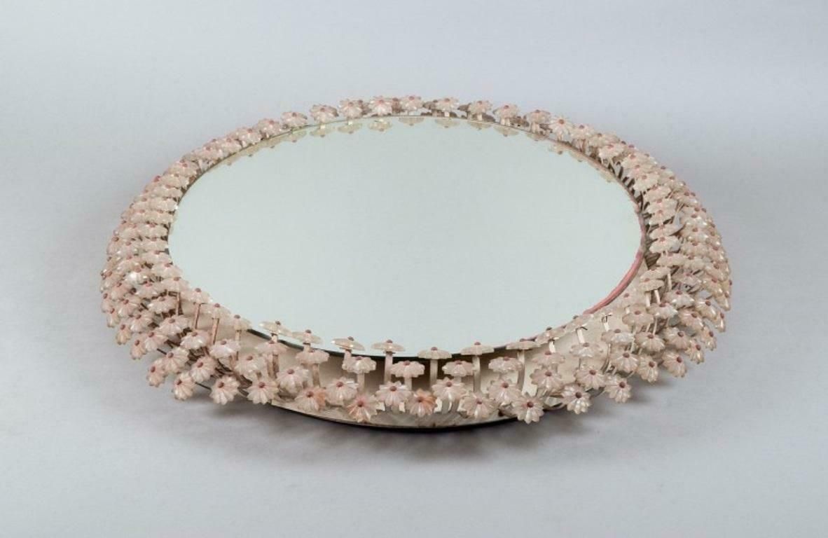 Emil Stejnar For Rupert Nikoll Illuminated Mirror Surrounded By Acrylic Flowers photo for sale