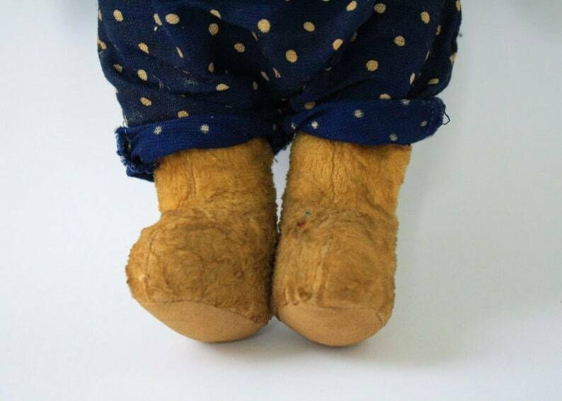 Vintage Small Baby Teddy Bear In Blue Polka Dot photo Home Decor