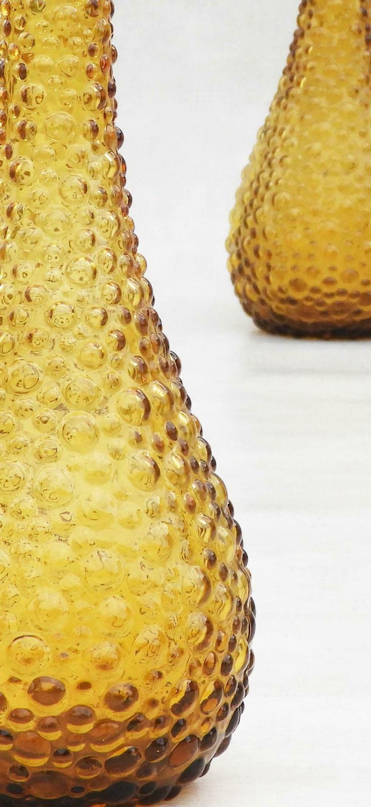 Pair Of Mid Century Empoli Amber Bubble Glass Bottle Vases C1960 Italy photo vinterior