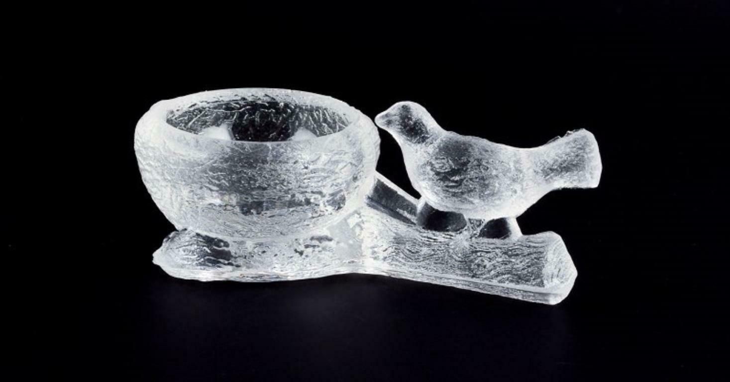 Fåglavik Glasbruk, Sweden. Two Salt Cellars With Birds In Clear Glass photo Home Decor