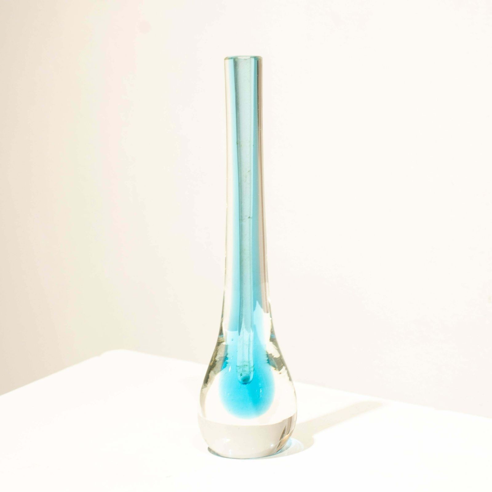 Flavio Poli Hand Crafted Blue Murano Small Glass Vase, Italy, 1970 photo furniture