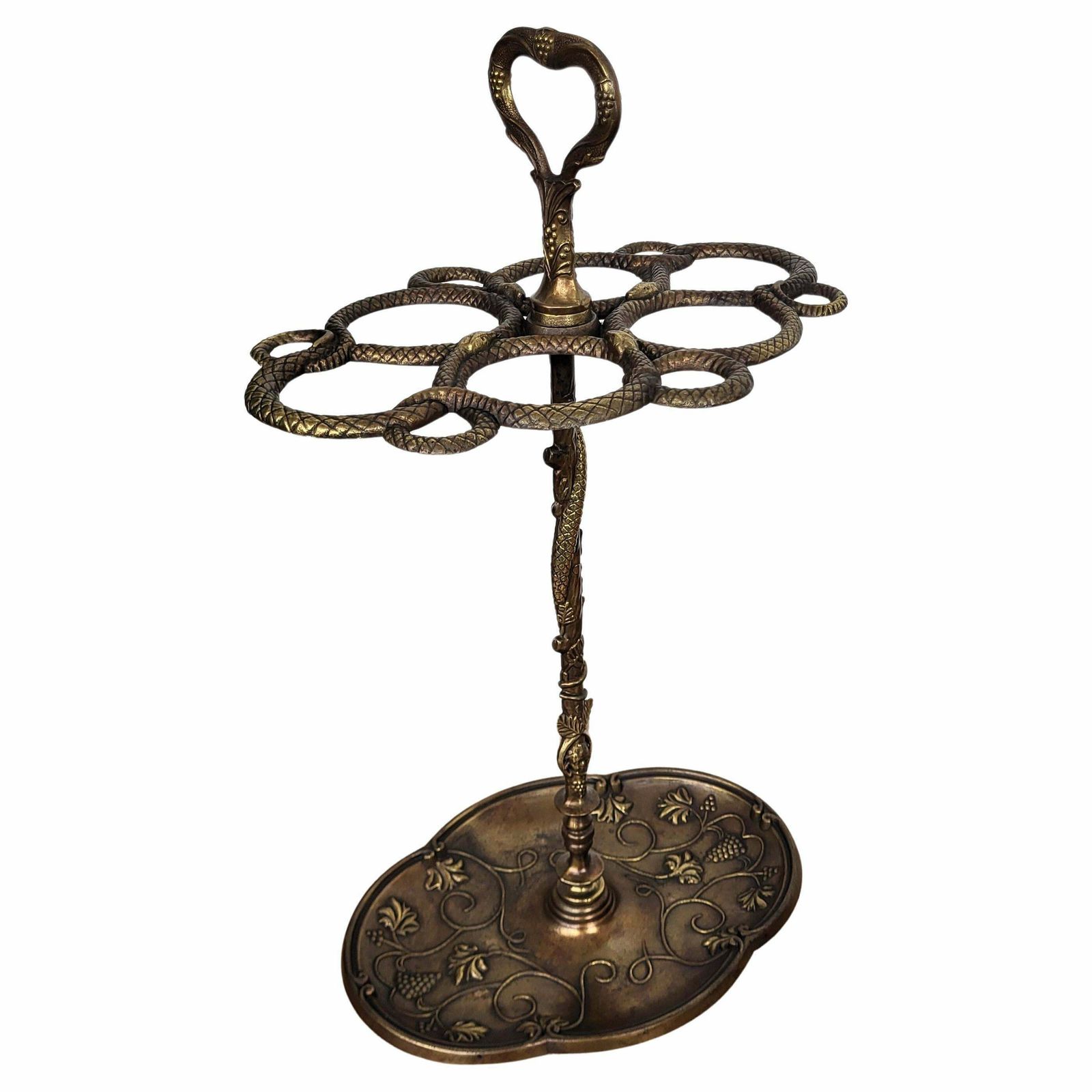 Antique Italian Gilt Cast Iron Sculpture Umbrella Stand